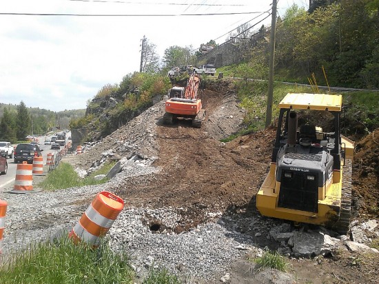 Ramp construction has resumed below Cliff Dwellers Inn on U.S. 321 in Blowing Rock in preparation for drilling/blasting operations scheduled to resume on May 30, weather permitting.