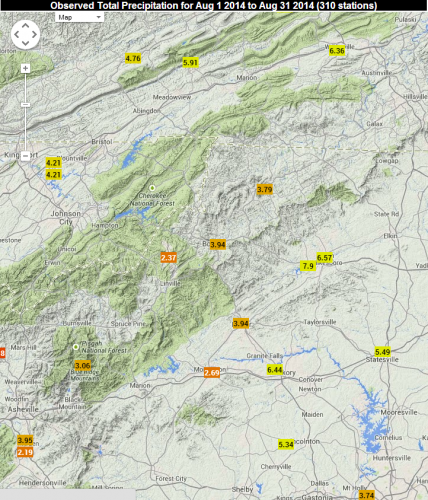 Aug 2014 rainfall in the region