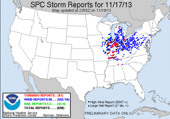 tornado outbreak Sunday Nov 17
