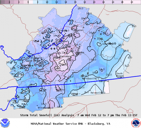 snow totals Feb 12-13