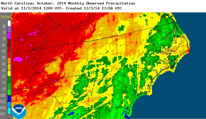 Oct monthly rainfall