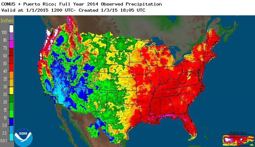 2014 Full Year Untied States precipitation