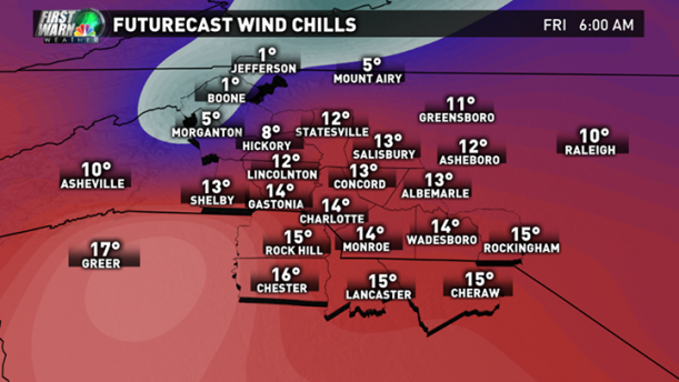 Furturecast wind chills Friday Feb 13