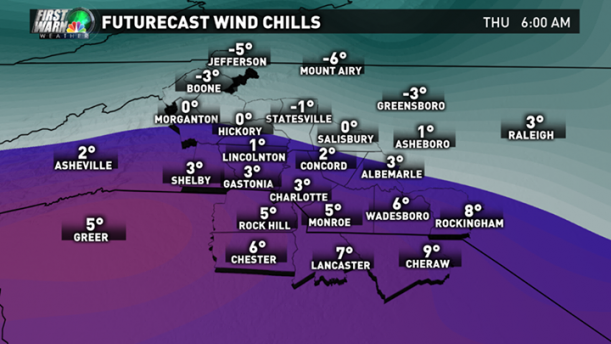 Furturecast wind chills Thursday Feb 19