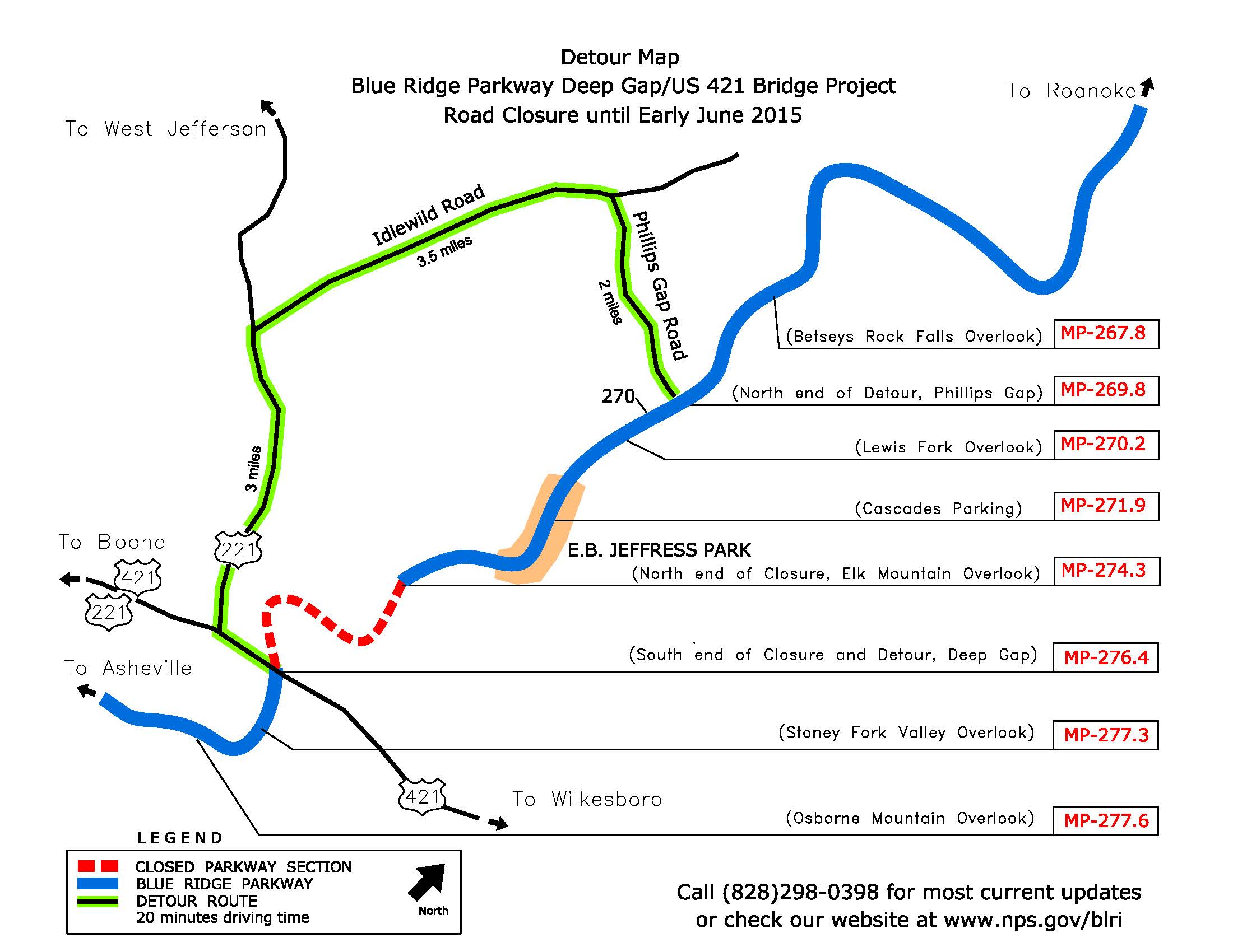 Blue Ridge Parkway Detour Map 