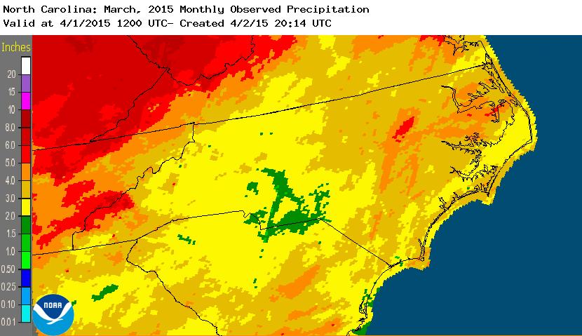 rainfall March 2015 NC