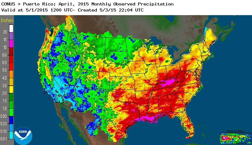 rainfall April 2015 nationwide