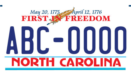 sample of new NC license plate