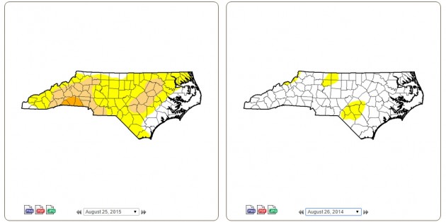 drought comparison Aug 25, 2015- Aug 26, 2014