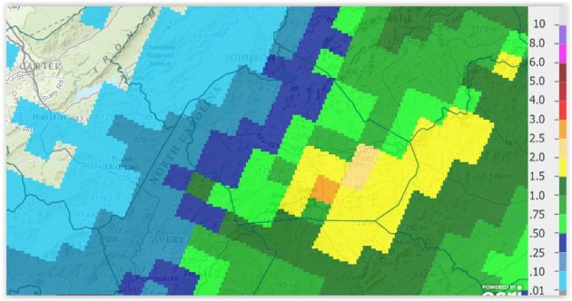 Rainfall Sunday Sept 27, 2015