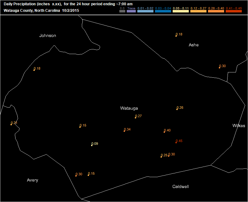 Friday Oct 2 2015 CoCoRaHS map