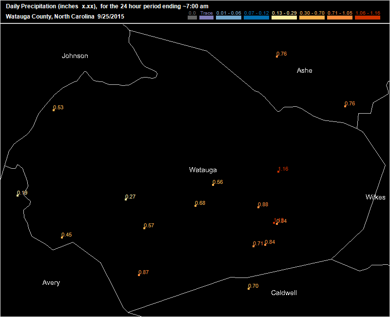 Friday Sept 25 2015 CoCoRaHS map