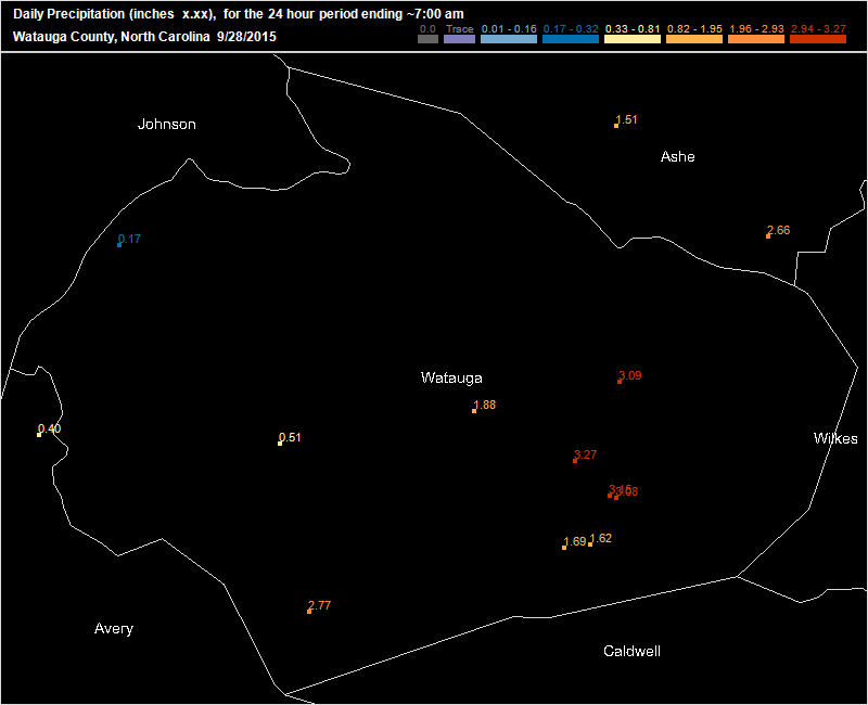 Monday Sept 28 2015 CoCoRaHS map