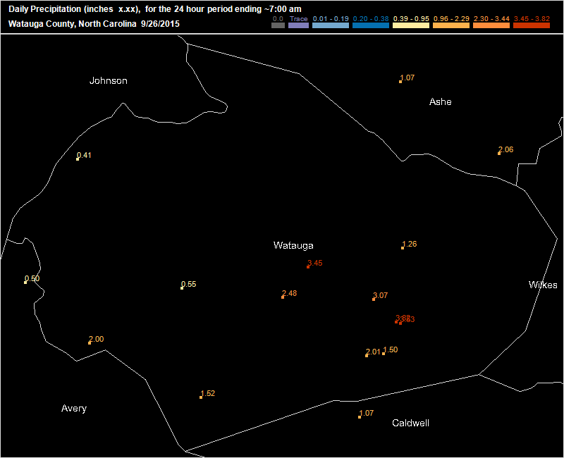 Saturday Sept 26 2015 CoCoRaHS map