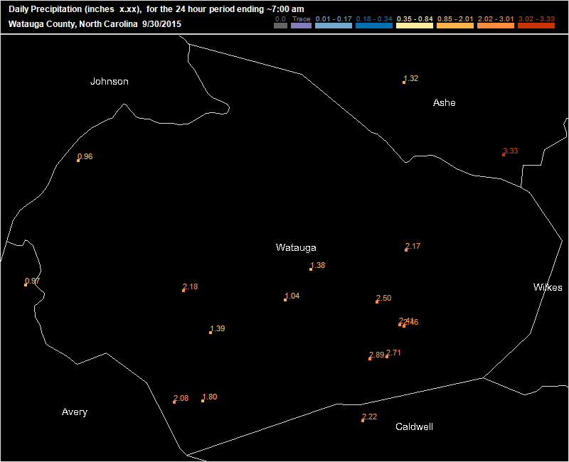 Wednesday Sept 30 2015 CoCoRaHS map